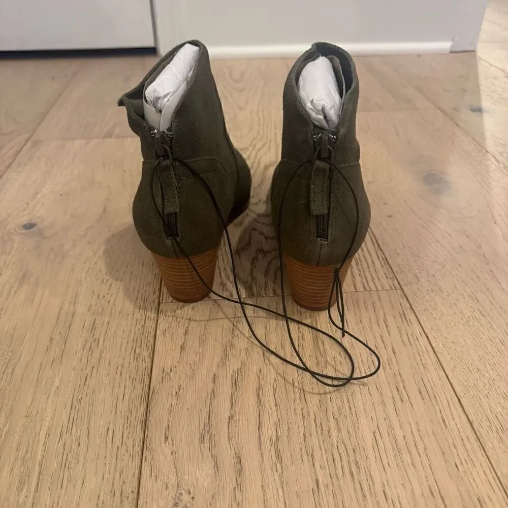 Violet & Red Womens Shoes Cupid Boots Sz 8 Olive Green Suede Leather Heeled New